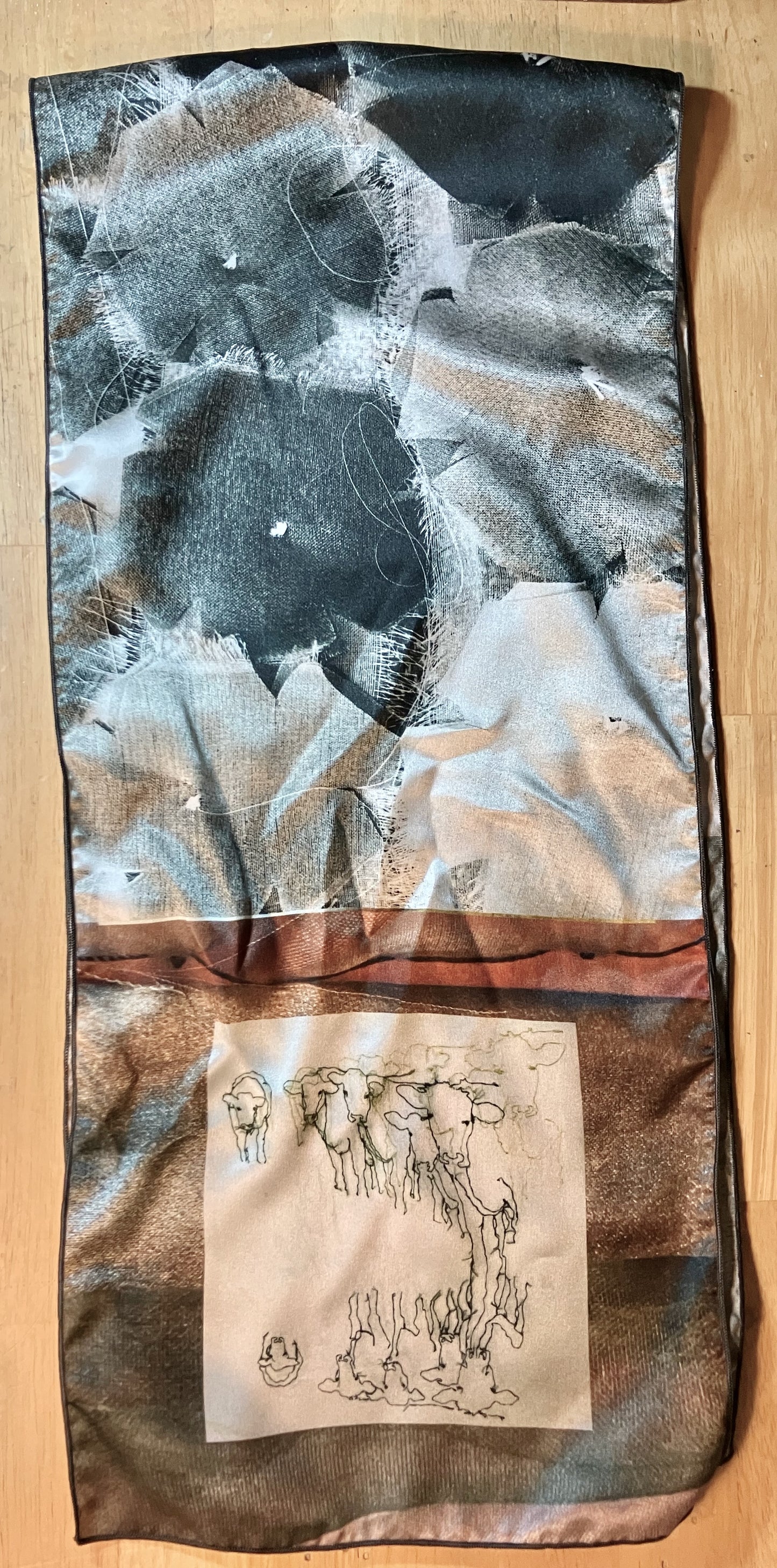 Salley Knight - cows remembering summer (long scarf)
