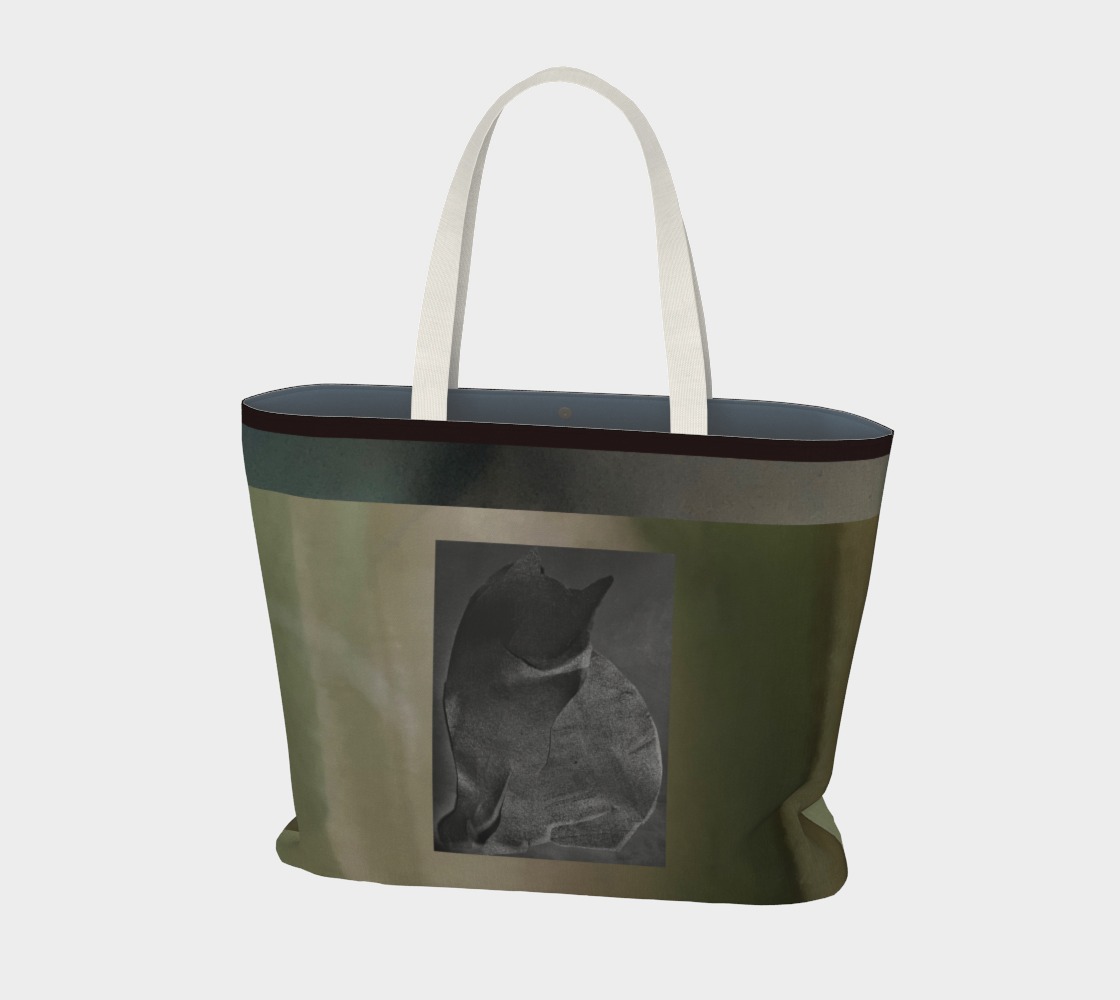Salley Knight - night cat w/logo (large tote, 2 sided)