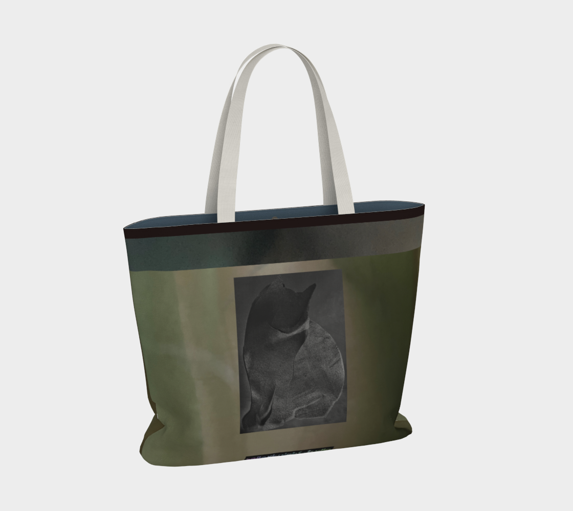Salley Knight - night cat w/logo (large tote, 2 sided)