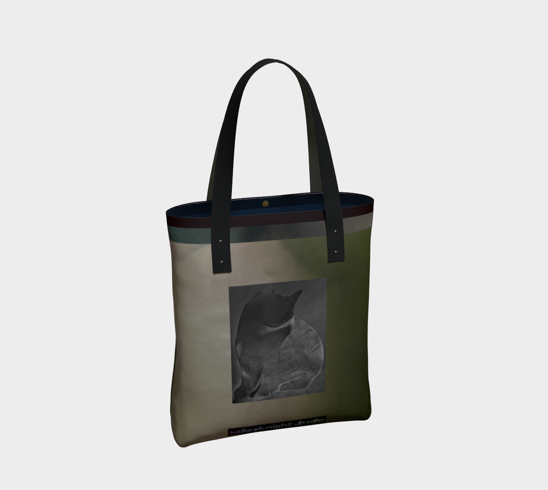 Salley Knight - night cat w/logo(small tote, 2 sided)