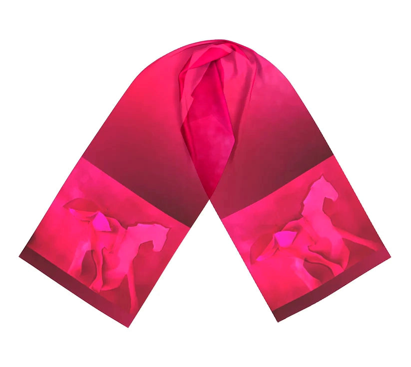 Salley Knight - pink horse (long scarf)