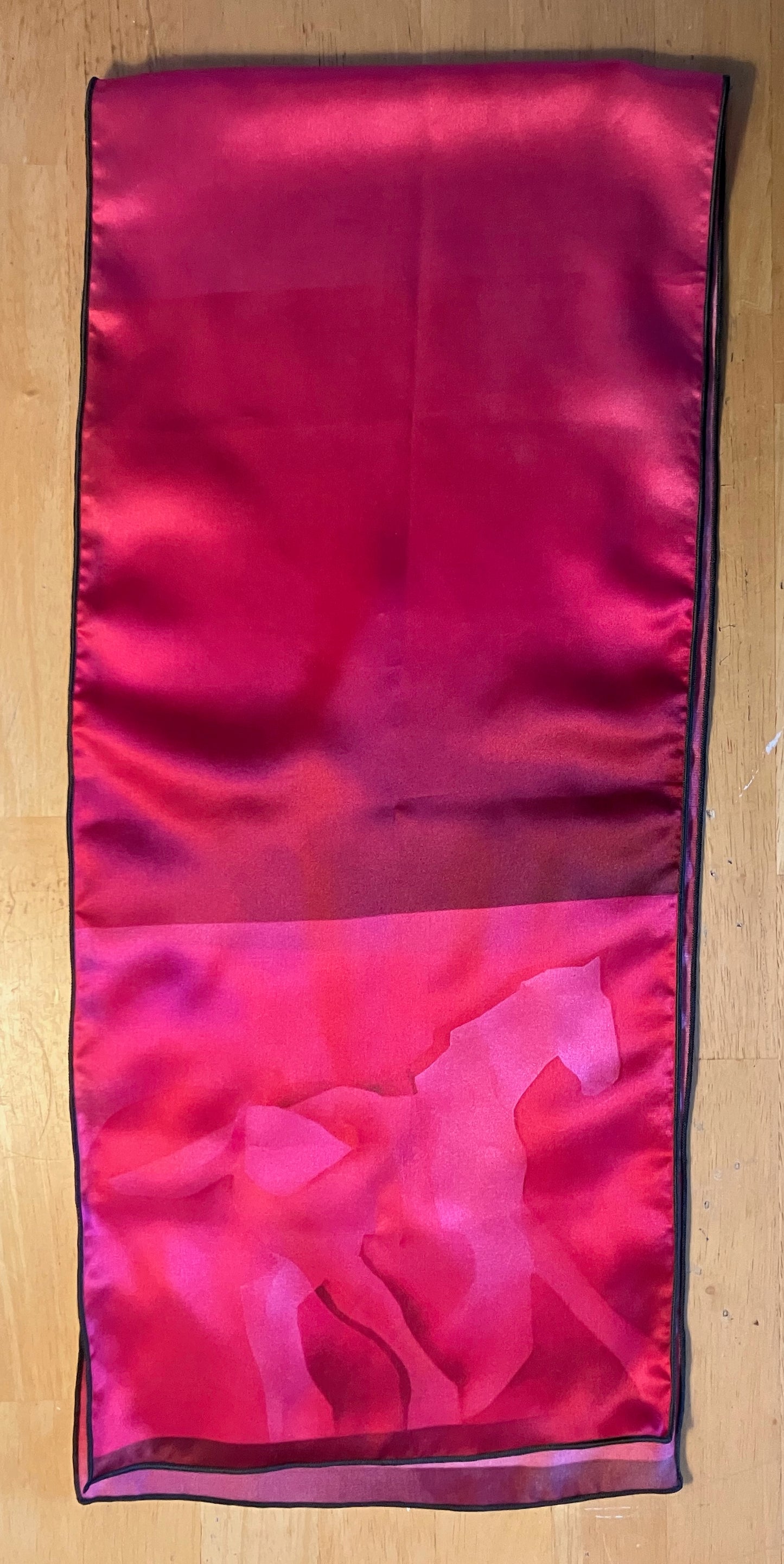 Salley Knight - pink horse (long scarf)