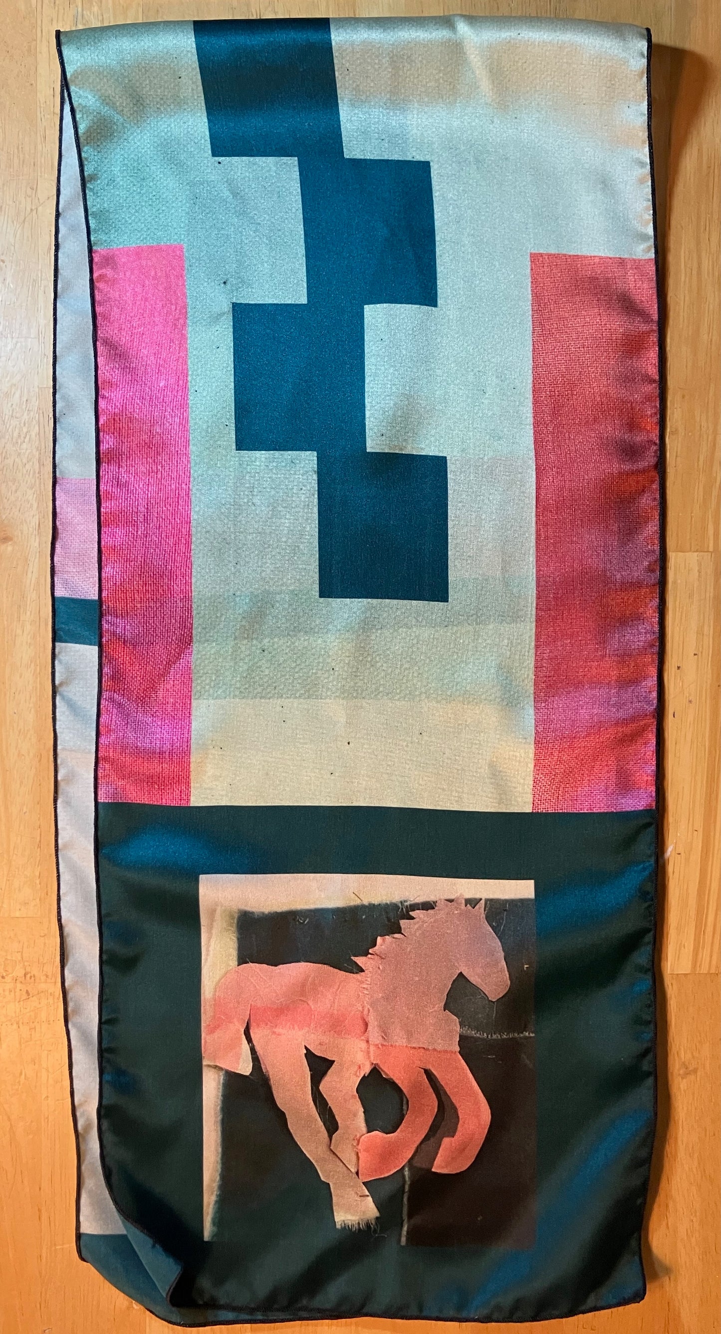 Salley Knight - running horse w/ more complex background (long scarf)