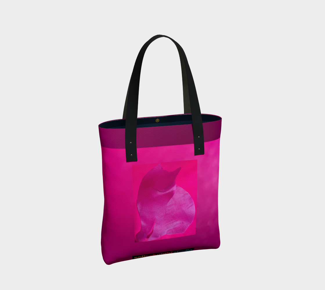 Salley Knight - sitting cat w/logo (small tote, 2 sided)
