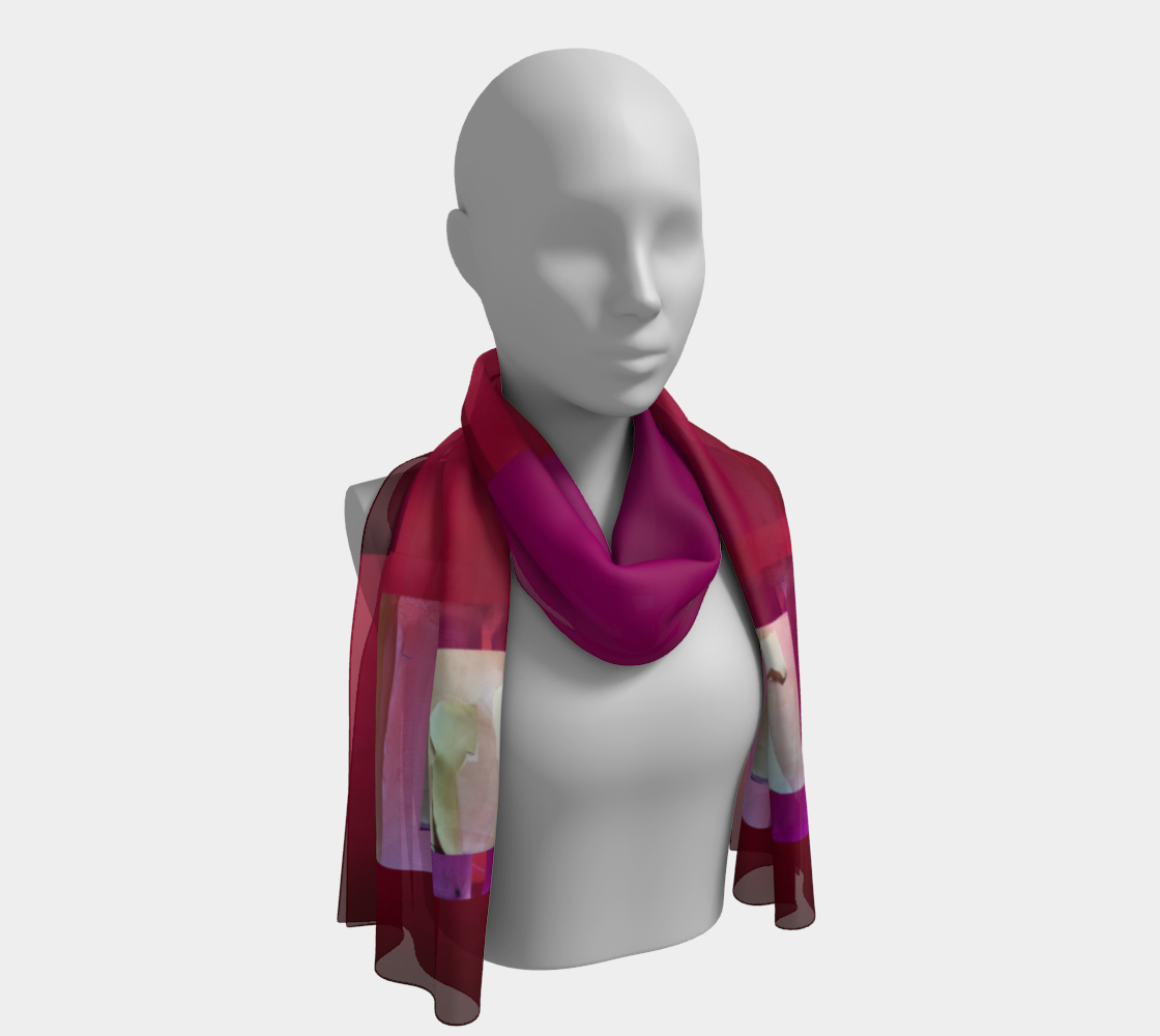 Salley Knight - standing horse on red and magenta (long scarf)