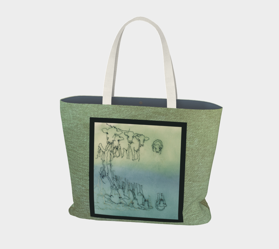 Salley Knight Studio - cows (framed) w/logo (large tote) - front