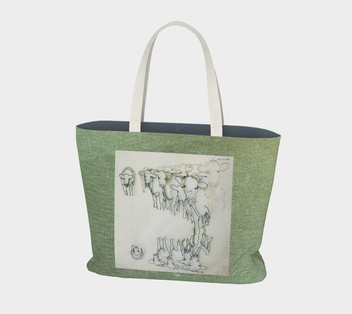 Salley Knight Studio - cows w/logo (large tote) - front