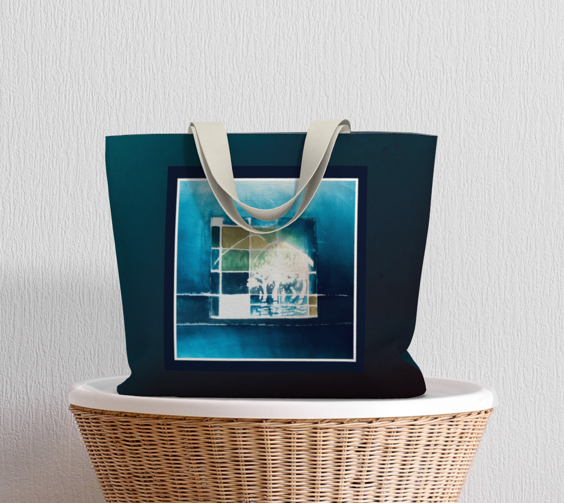Salley Knight Studio lake & mountains (large tote) - prop view