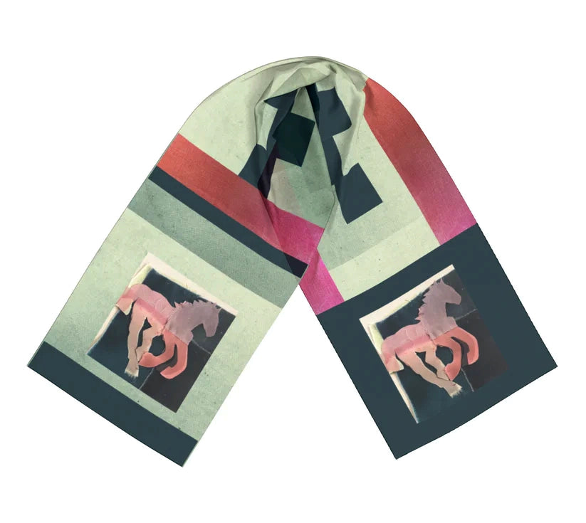 Salley Knight - running horse w/ more complex background (long scarf)