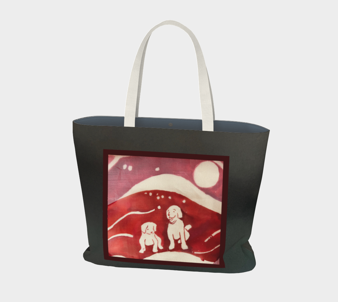 Salley Knight Studio - pups - large tote - front